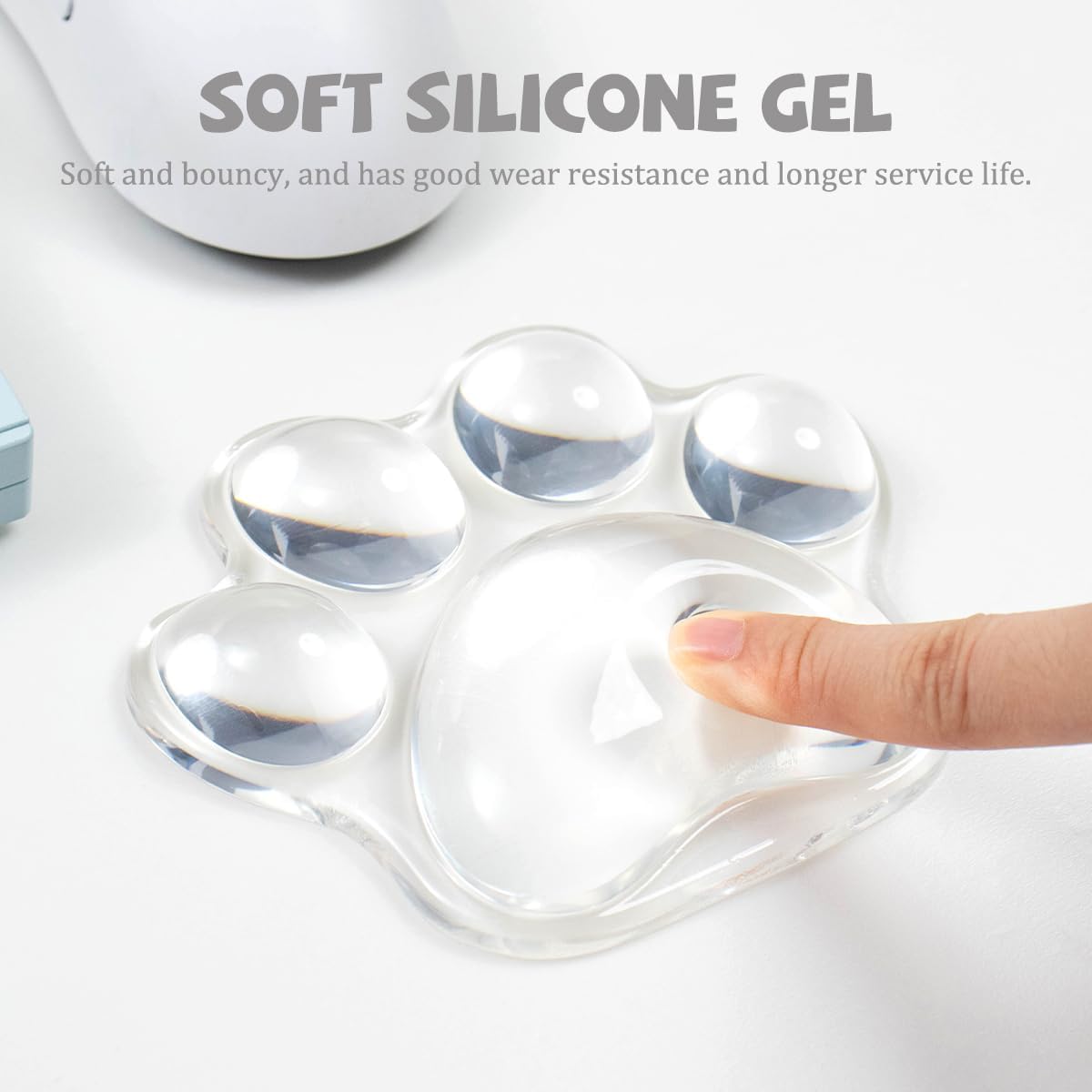Tech Accessories Desk - แผ่นรองเมาส์เกมมิ่งน่ารัก พร้อมที่รองข้อมือ ลายอุ้งเท้าแมวใส แผ่นรองเมาส์รองข้อมือ นุ่มสบาย ใช้เป็นหมอนได้