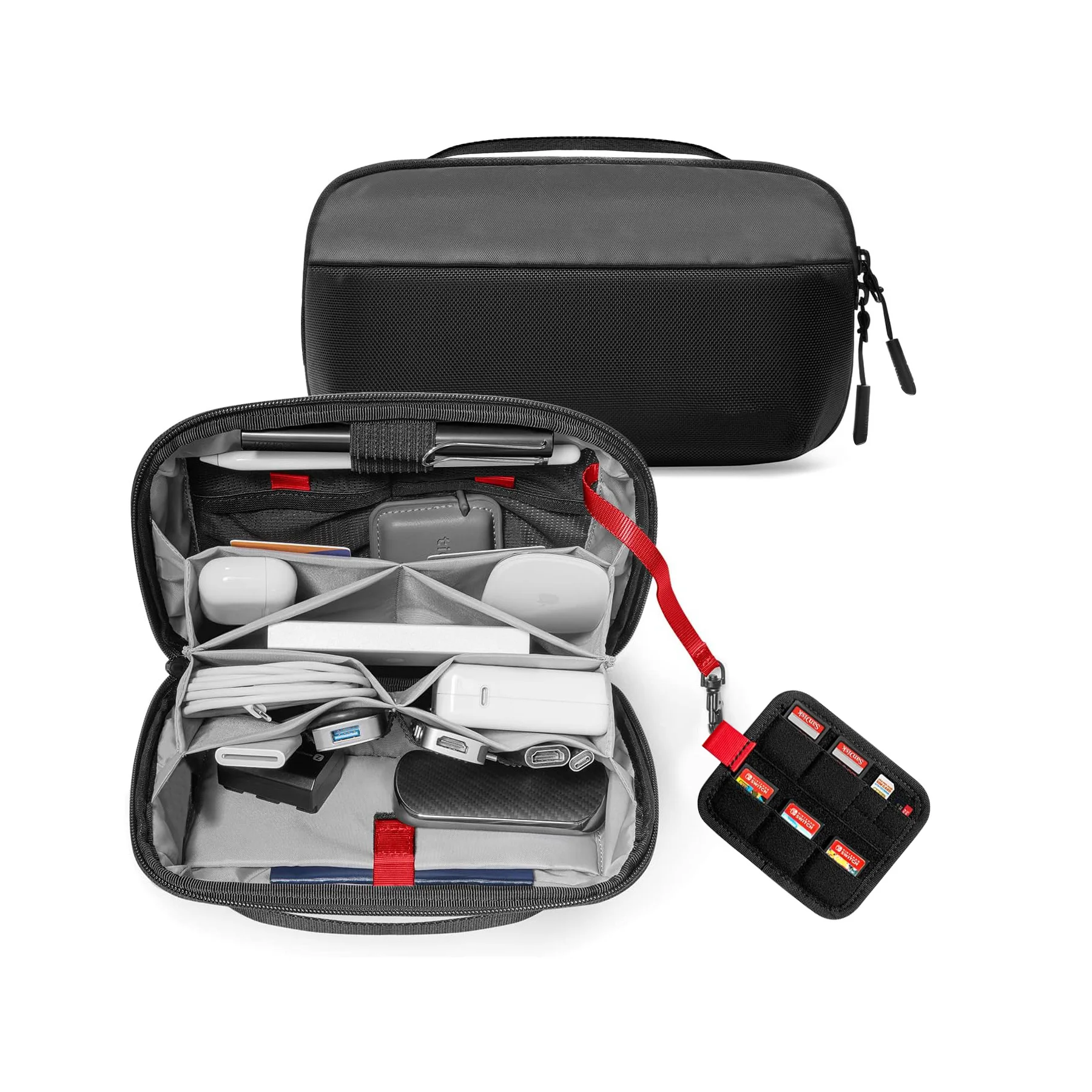 Tech Accessories Travel - กระเป๋าจัดระเบียบอุปกรณ์เทคโนโลยีสำหรับการเดินทาง กันน้ำ ช่องใส่ของหลายช่อง สำหรับสายชาร์จ แบตสำรอง