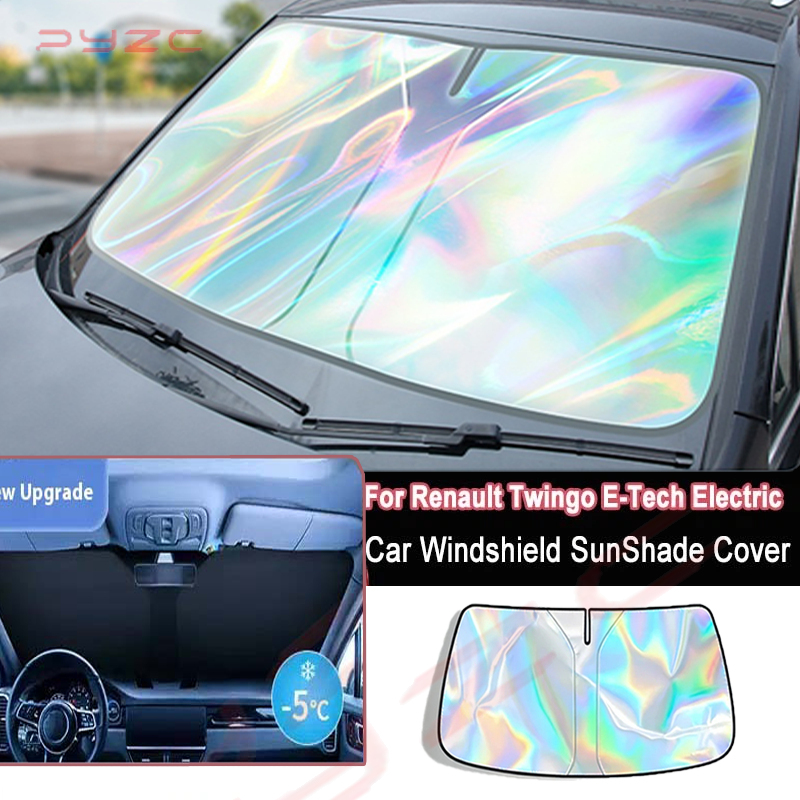 Tech Accessories Renault - สำหรับเรโนลต์ ทวิงโก อีเทค 2020-2026 กระจกรถยนต์ม่านบังแดดฝาครอบหน้าต่างด้านหน้าม่านบังแดดฉนวนกันความร้อนฤดูร้อนอุปกรณ์เสริมสำหรับรถยนต์