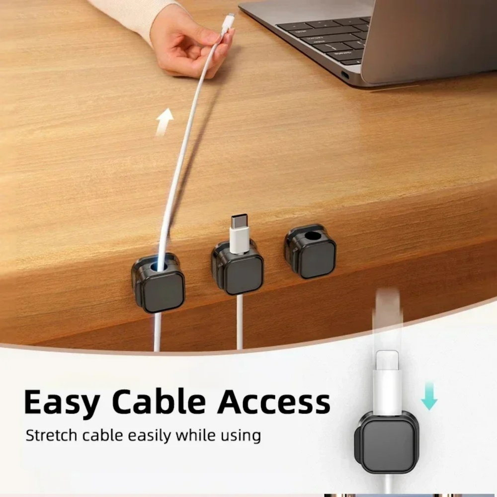 Desk Cable Clip - ที่เก็บสายเคเบิลแบบแม่เหล็ก ที่เก็บสายเคเบิลแบบปรับได้ ที่เก็บสายเคเบิล USB สำหรับโต๊ะทำงานและโอกาสต่างๆ