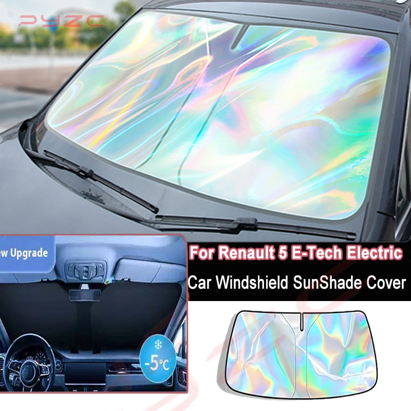 Tech Accessories Renault - สำหรับเรโนลต์ 5 อีเทค 2024-2026 กระจกรถยนต์ม่านบังแดดฝาครอบหน้าต่างด้านหน้าม่านบังแดดฉนวนกันความร้อนฤดูร้อนอุปกรณ์เสริมสำหรับรถยนต์