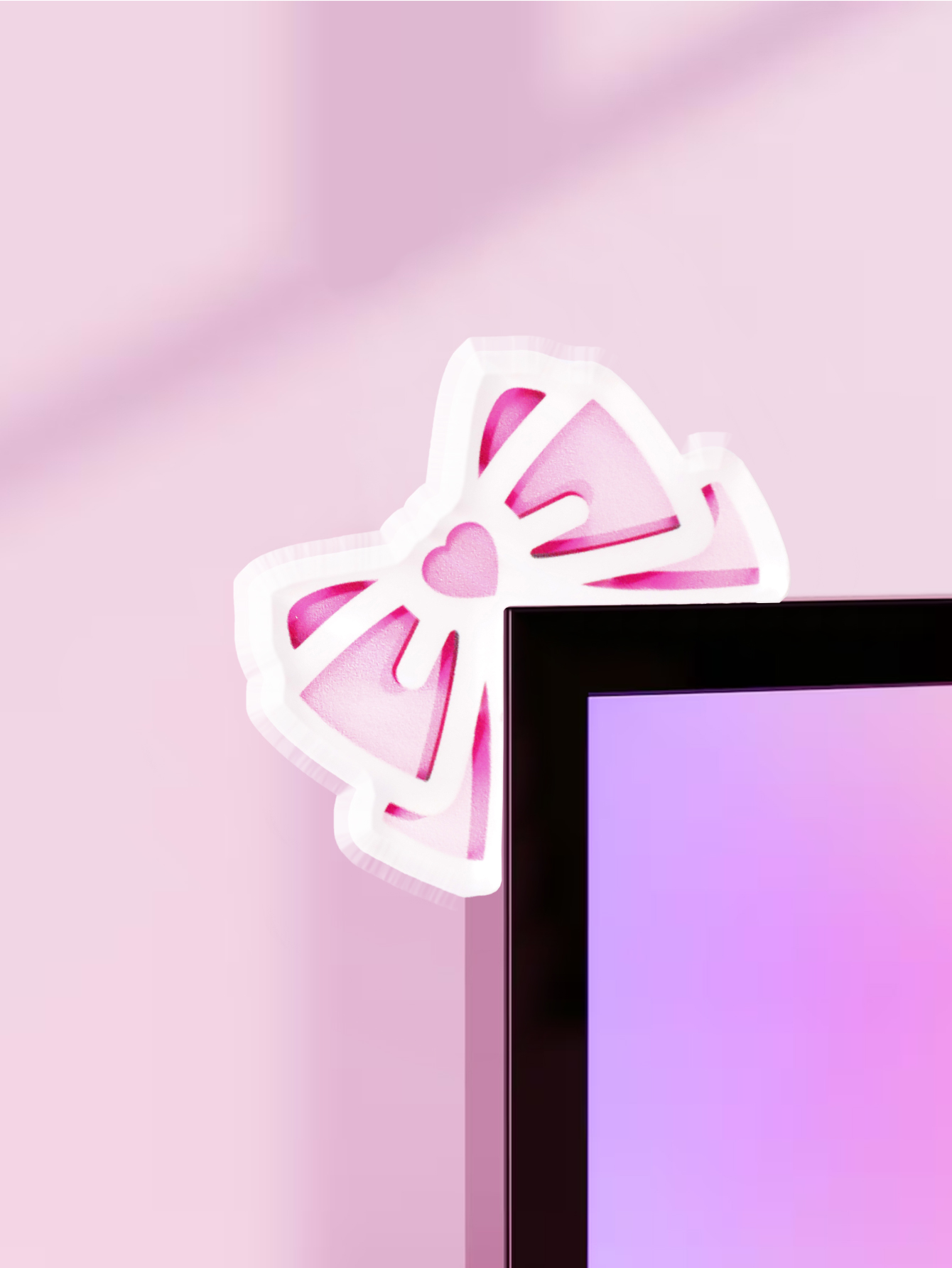 Tech Accessories Desk - ที่ตกแต่งหน้าจอคอมพิวเตอร์รูปโบว์น่ารัก สีชมพู ทำจากอะคริลิก อุปกรณ์เสริมสำหรับคอมพิวเตอร์ ตกแต่งโต๊ะทำงานน่ารักสำหรับการเล่นเกม หน้าจอ
