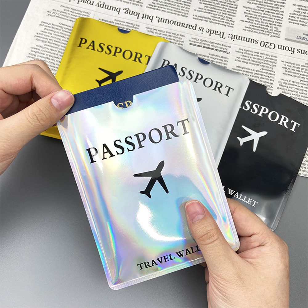Tech Accessories For Travel - เคสป้องกันหนังสือเดินทางอลูมิเนียมฟอยล์, แปรงป้องกันแม่เหล็กและป้องกันการโจรกรรม, ที่ใส่หนังสือเดินทางรุ่นเครื่องบินเลเซอร์ A-DH