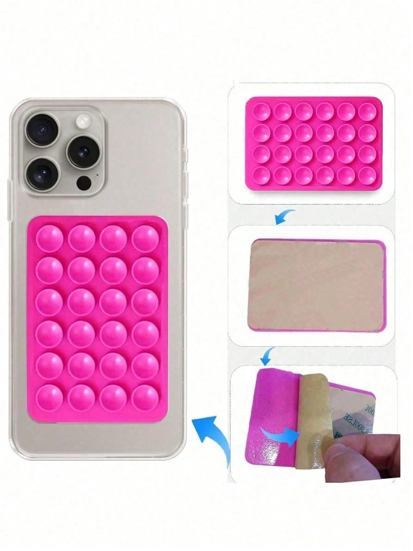 Tech Accessories Iphone - เคสโทรศัพท์แบบสี่เหลี่ยมพร้อมจุกดูดซิลิโคน ติดแน่น ป้องกันการลื่น ใช้งานแบบแฮนด์ฟรี สำหรับ iPhone
