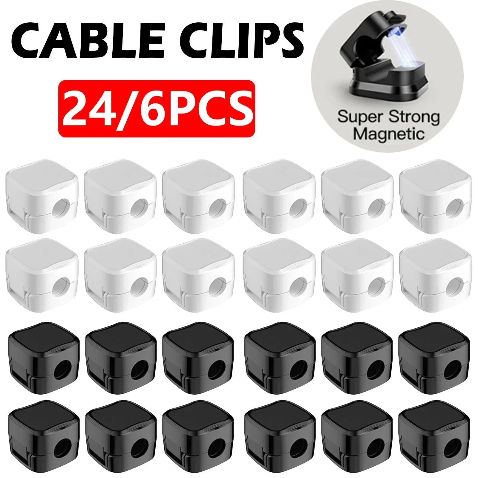 6/12/24PCS Magnetic CABLE Orga - Desk Cable Clip บทวิจารณ์และราคา