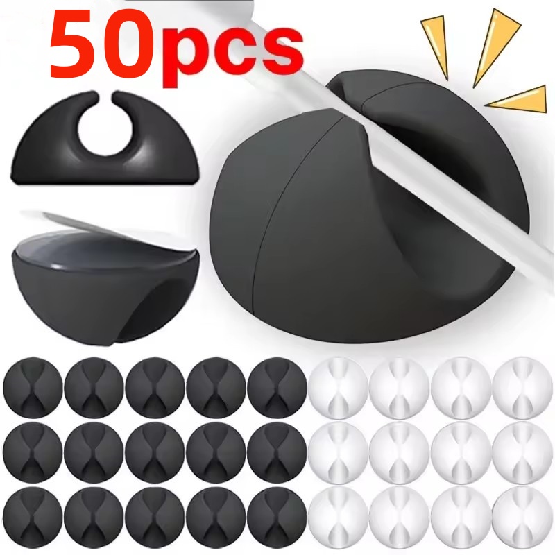 คลิปหนีบสายไฟ 5/50 ชิ้น ที่เก็ - Desk Cable Clip บทวิจารณ์และราคา