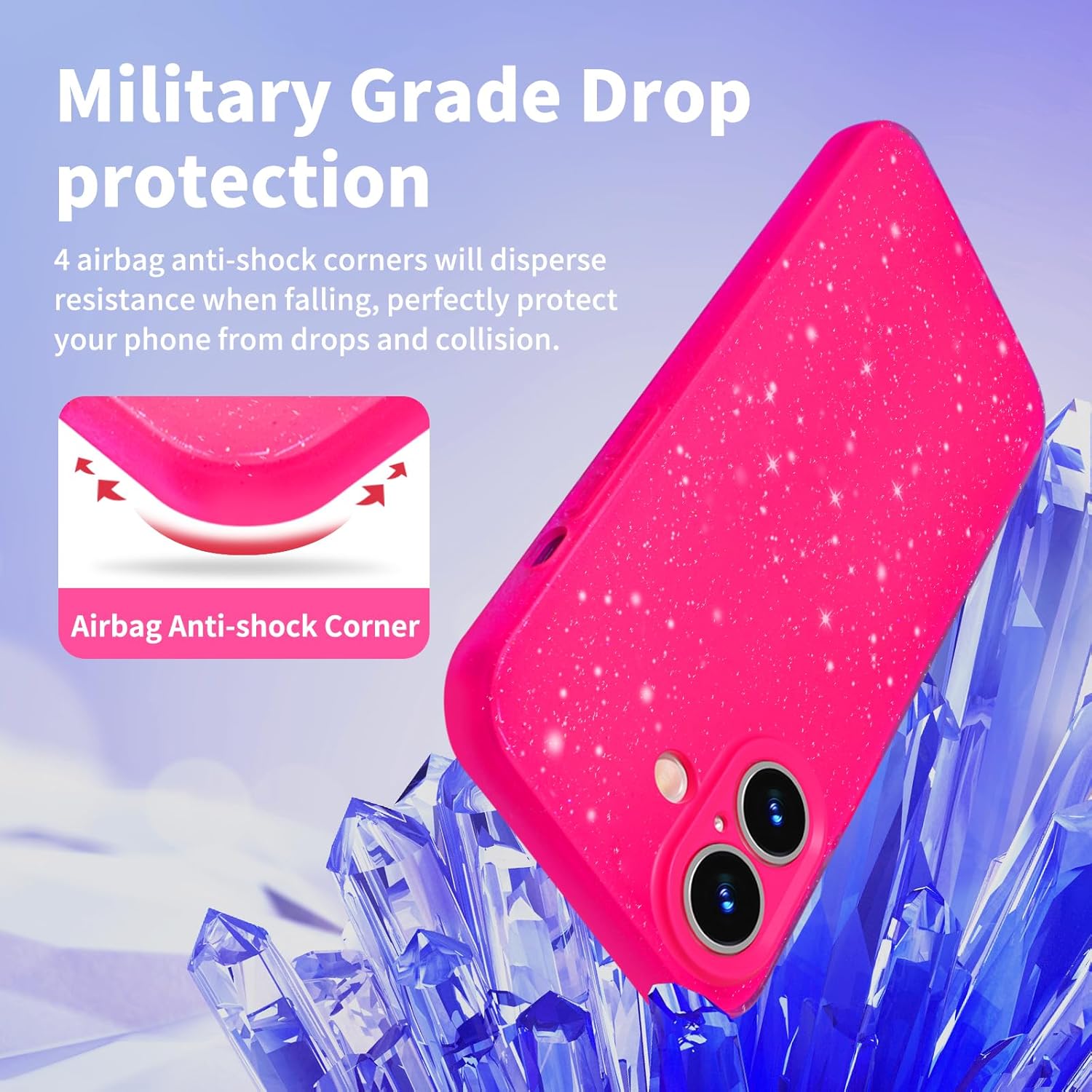 เคสกลิตเตอร์สีชมพูสดใสสำหรับ i - Tech Accessories Iphone บทวิจารณ์และราคา