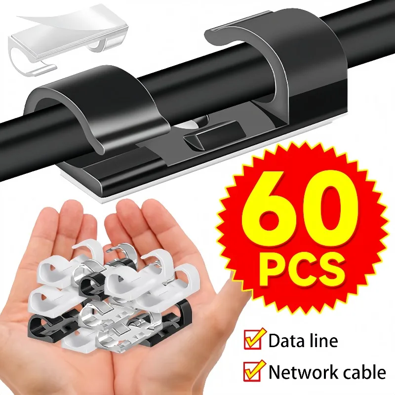 ที่ยึดสายไฟ ที่หนีบสายเคเบิลแบ - Desk Cable Clip บทวิจารณ์และราคา