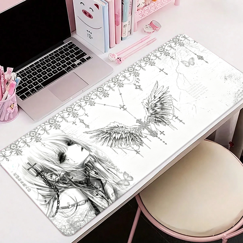 แผ่นรองเมาส์หนังสีดำสีขาวอะนิเ - Tech Accessories Desk บทวิจารณ์และราคา