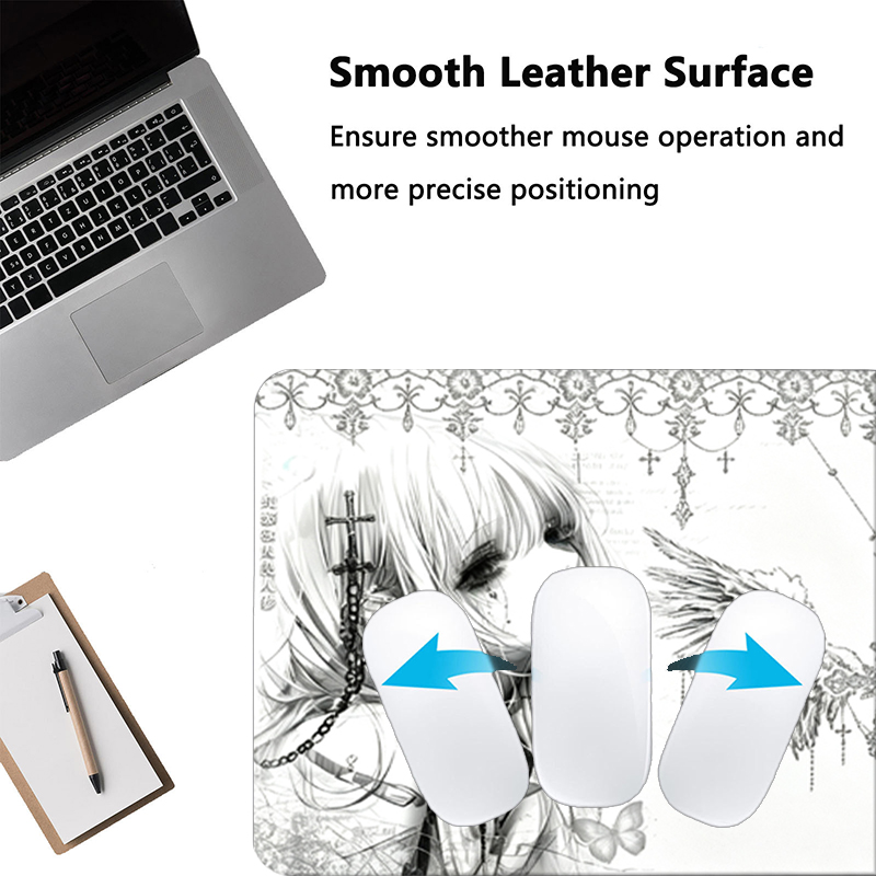 แผ่นรองเมาส์หนังสีดำสีขาวอะนิเ - Tech Accessories Desk บทวิจารณ์และราคา
